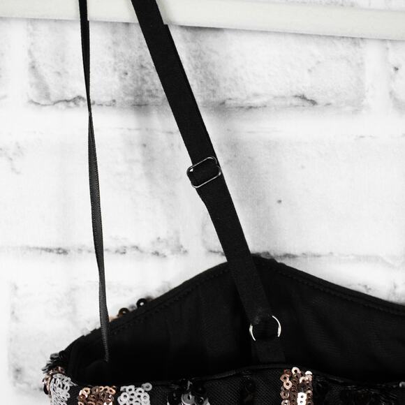 Dress the Population Black Sequin Tulle Midi Dress Women Small Cocktail Holiday - Picture 8 of 11